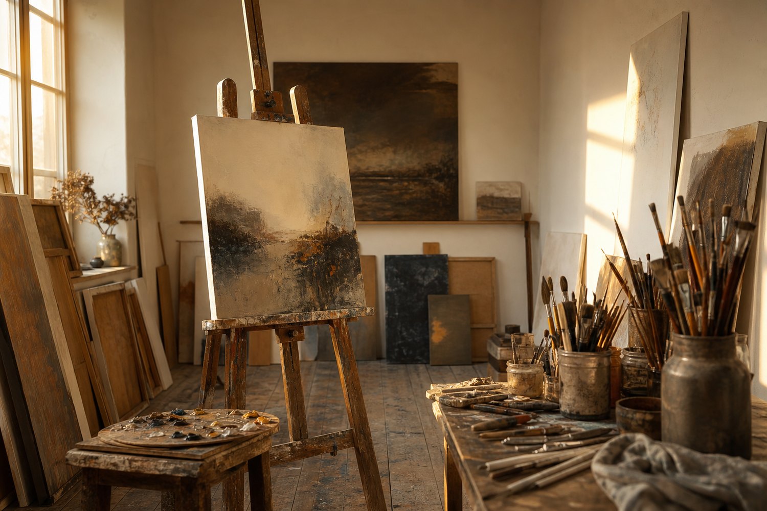 Eugene Lang's painting studio